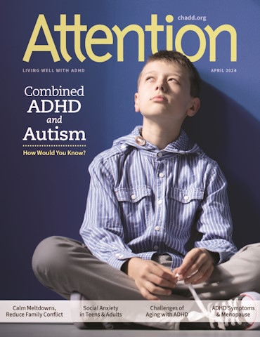 Product Description: Attention April 2024 (Single Issue)</br></br>Preview the titles and descriptions of the articles included in the Attention April 2024.</br></br>Recognized for its excellence, CHADD’s Attention magazine is rich in practical information, clinical insights, and evidence-based strategies for managing ADHD. Enjoy a single issue of the high-quality, beautifully produced print magazine.</br></br>Want to receive regular issues of Attention magazine? Learn more about our print subscription, digital subscription, and membership options. Print subscriptions only available within the US, US Territories, and Canada. Digital subscription access available worldwide.</br> Attention April 2024 (Single Issue)